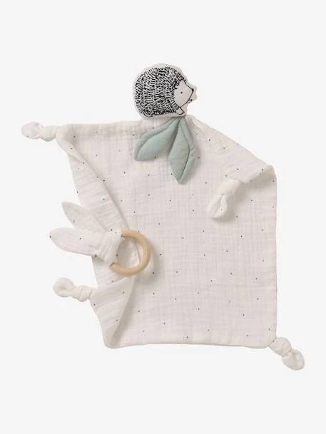 Doudou Carré En Coton Bio* Et Polyester + Hochet Rond LOVELY NATURE Blanc Moyen Uni Avec Decor - Vertbaudet 3 Doudou Carré En Coton Bio* Et Polyester + Hochet Rond LOVELY NATURE Blanc Moyen Uni Avec Decor - Vertbaudet