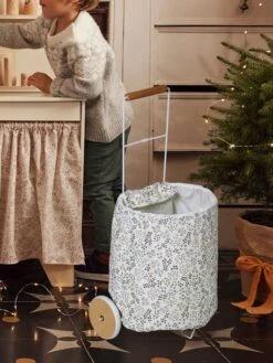 Panier De Courses à Roulettes En Métal, Tissu Et Bois FSC® Gris - Vertbaudet -Enfants Jouets Magasin panier de courses a roulettes en metal tissu et bois fsc 2