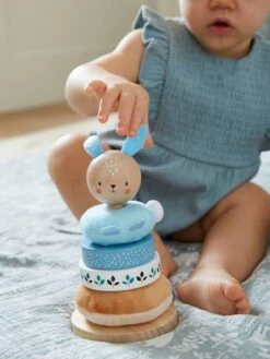 Pyramide à Empiler Tissu Et Bois FSC® Bleu - Vertbaudet -Enfants Jouets Magasin pyramide a empiler tissu et bois fsc 2