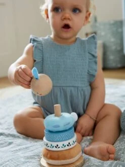 Pyramide à Empiler Tissu Et Bois FSC® Bleu - Vertbaudet -Enfants Jouets Magasin pyramide a empiler tissu et bois fsc 4